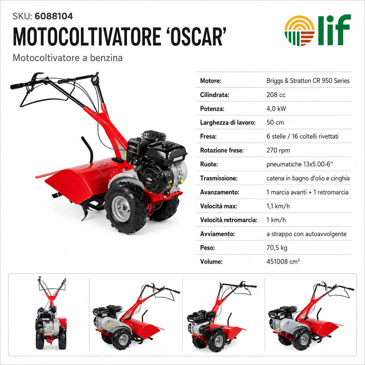 Motocoltivatore Oscar 208 cc - LIF