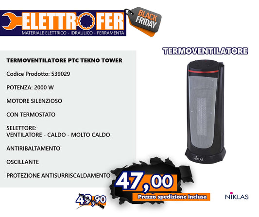 TERMOVENTILATORE PTC TEKNO TOWER Black Friday
