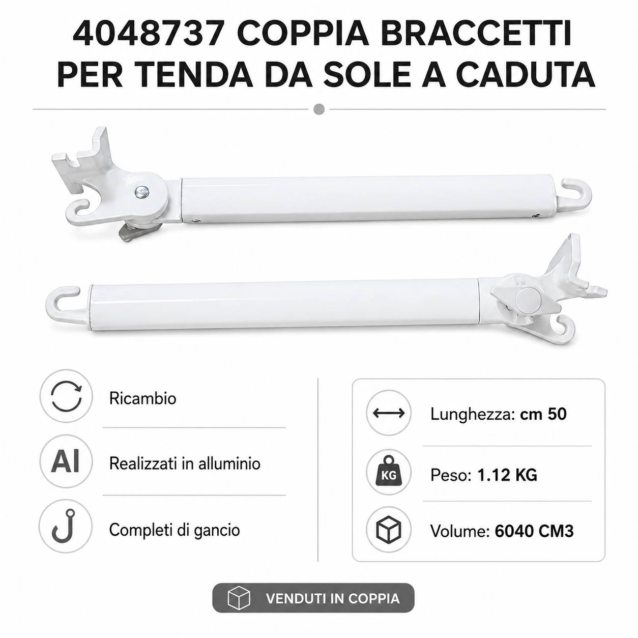 BRACCETTI PER TENDA A CADUTA- 50 cm