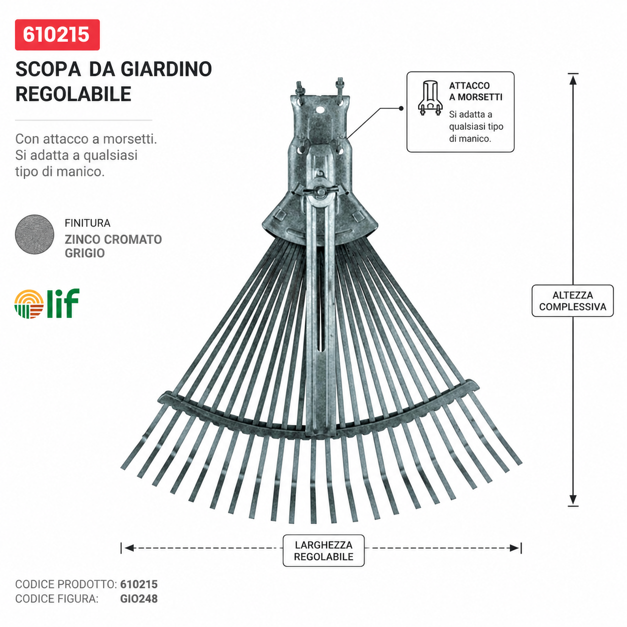 Scopa Metallica LIF - Aggancio Conico o a Morsetto