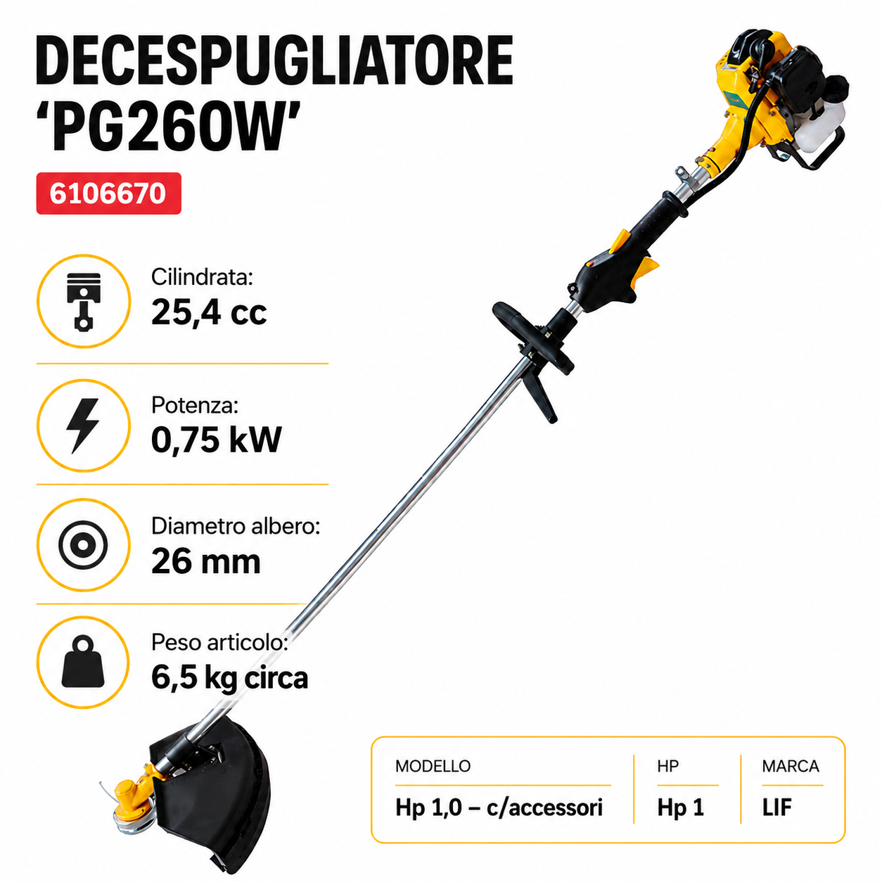 DECESPUGLIATORE A SCOPPIO PG260W LIF - 1,0 HP