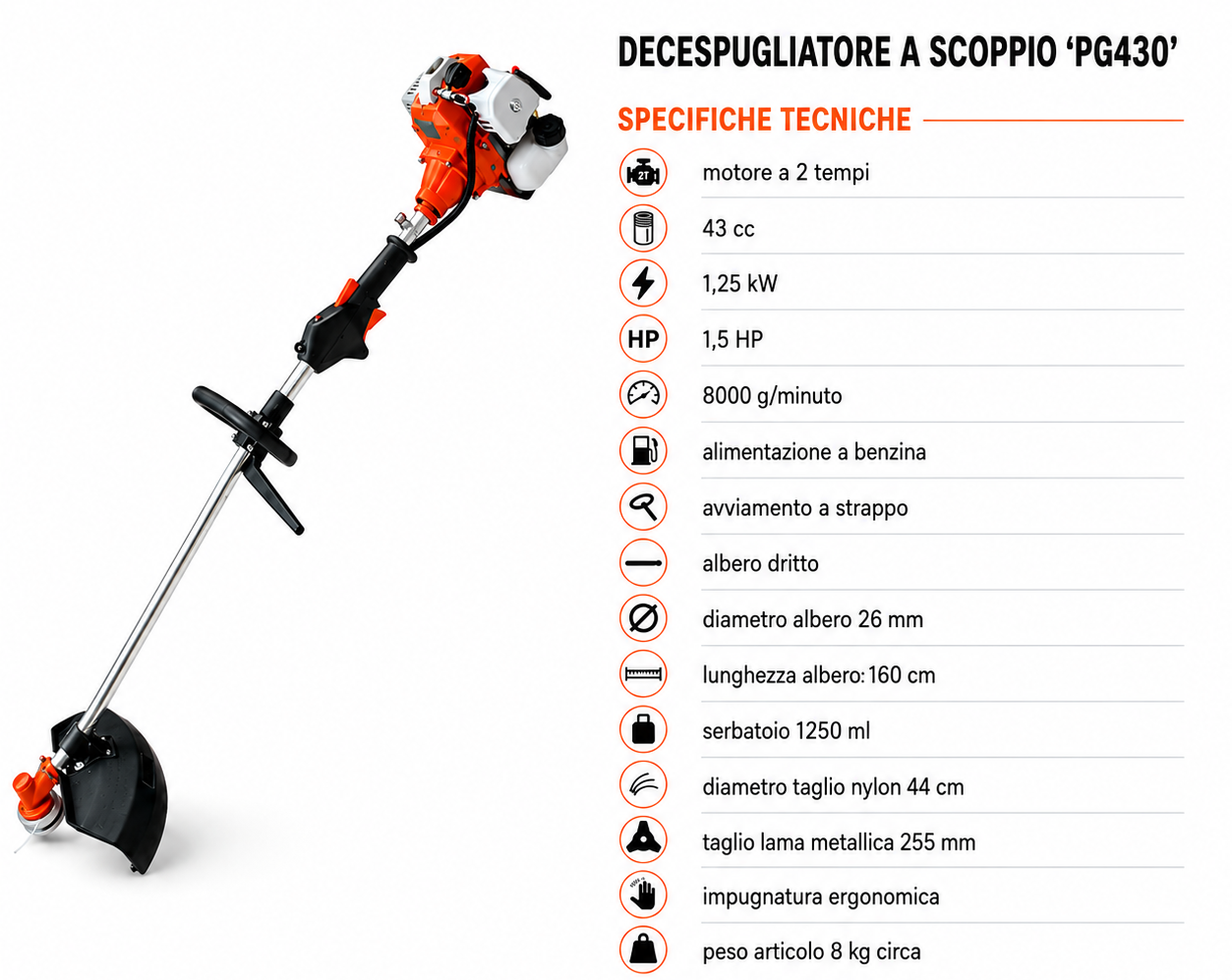 DECESPUGLIATORE A SCOPPIO PG430 LIF - 1,5 HP