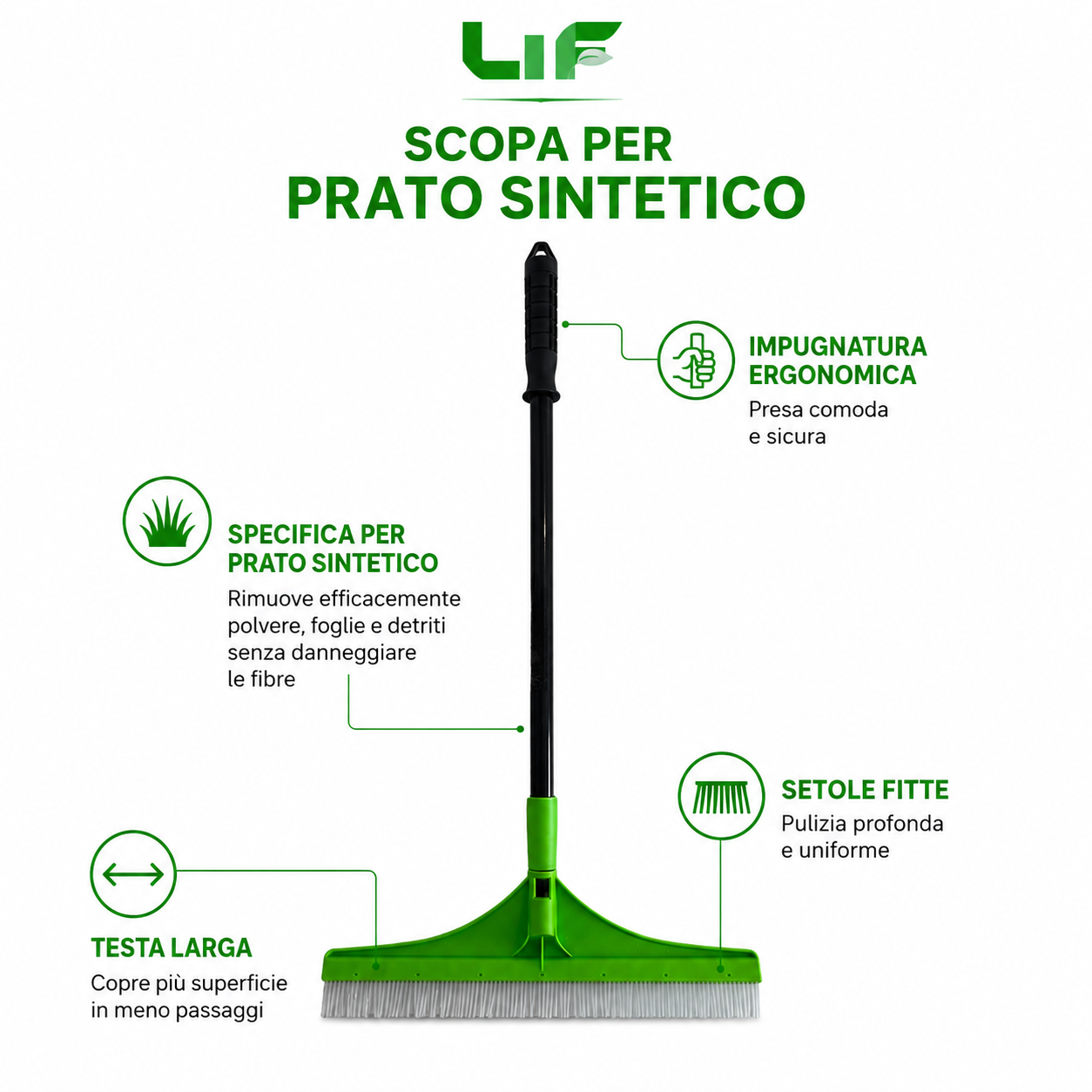 Scopa a Pettine per Prato Sintetico LIF