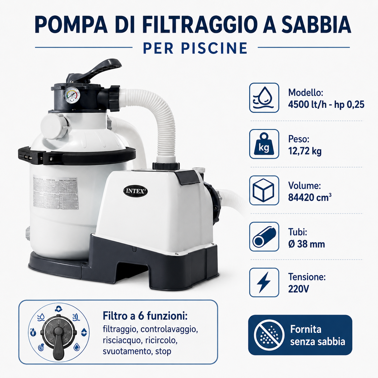 Pompa di filtraggio a sabbia per piscine