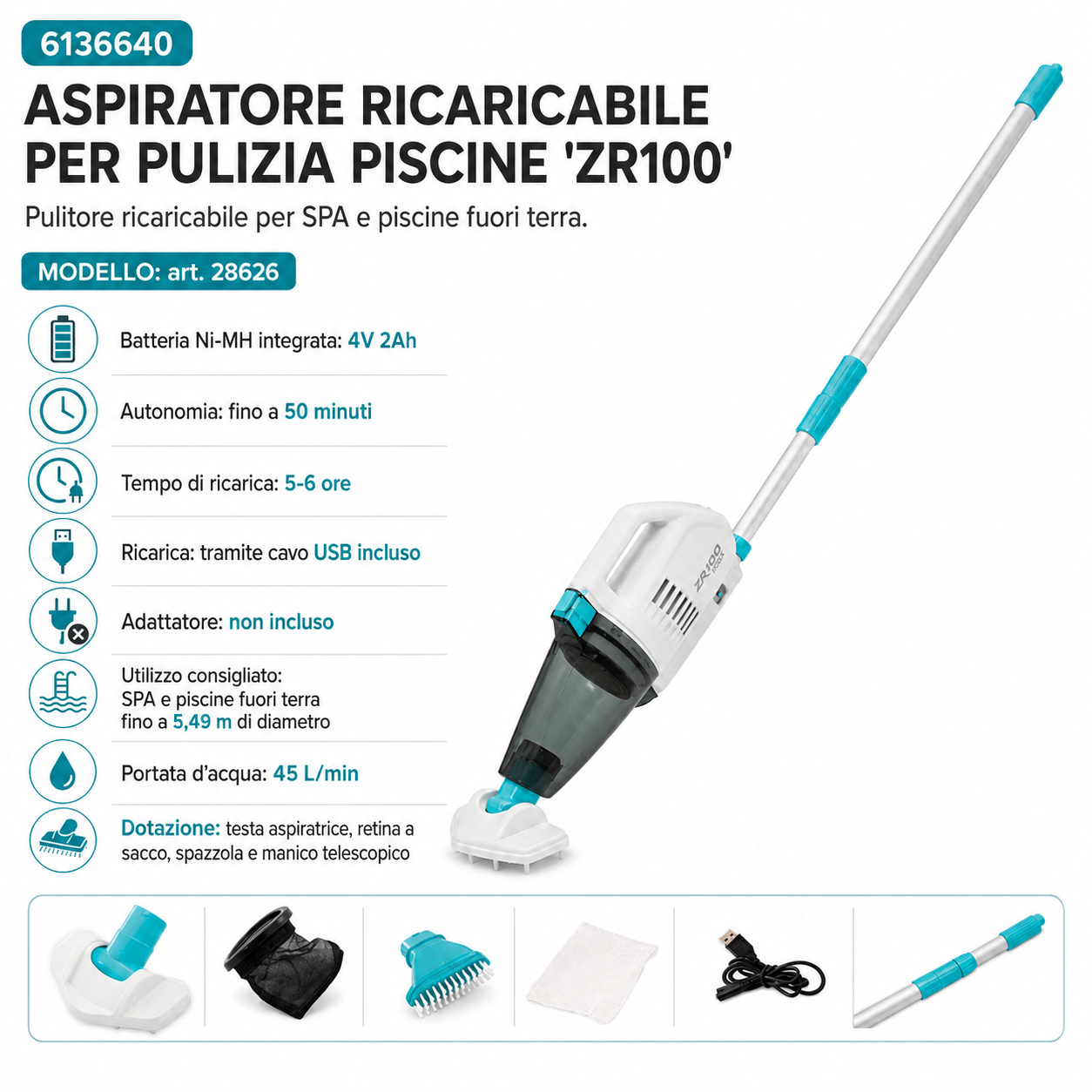 ASPIRATORE PER PULIZIA PISCINA ZR100 INTEX