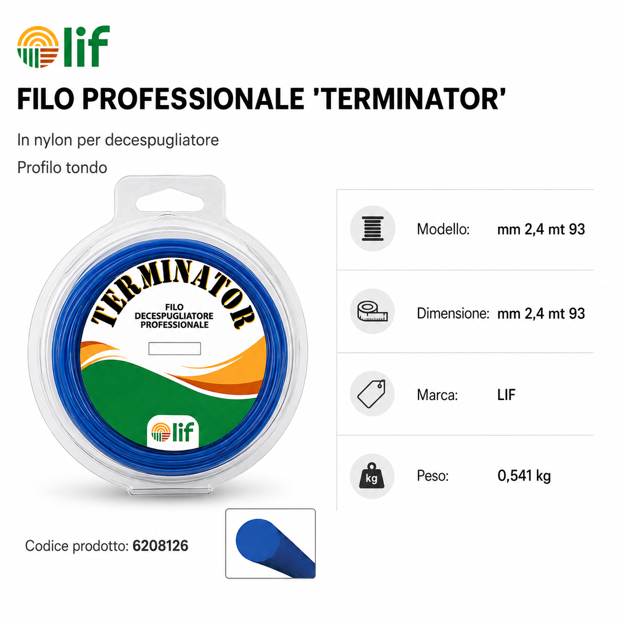 FILO DECESPUGLIATORE LIF TERMINATOR TONDO E QUADRO – Nylon Professionale (Varie Misure)