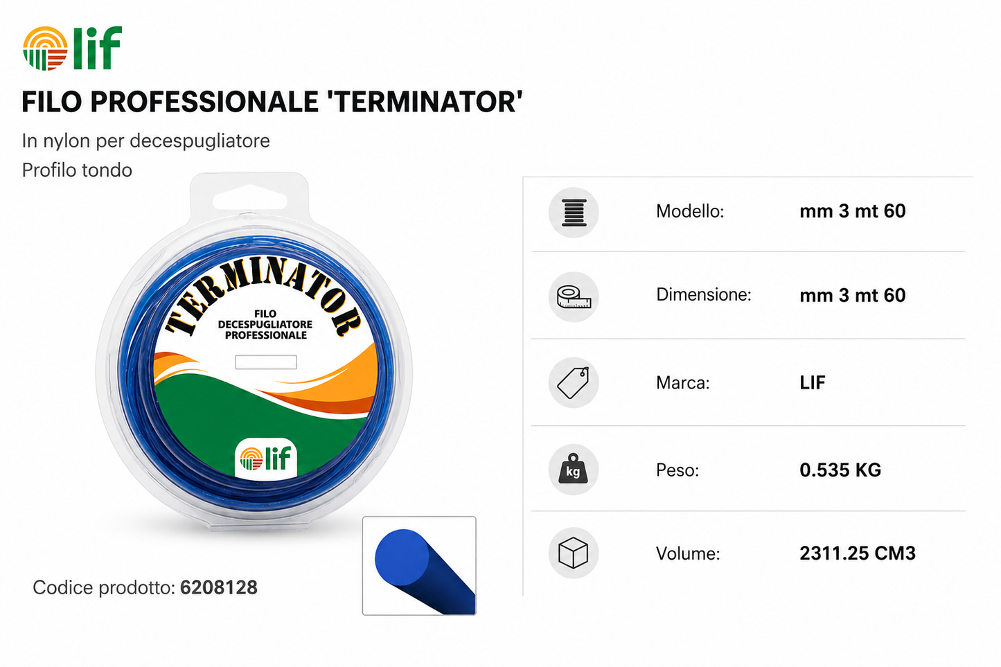 FILO DECESPUGLIATORE LIF TERMINATOR TONDO E QUADRO – Nylon Professionale (Varie Misure)