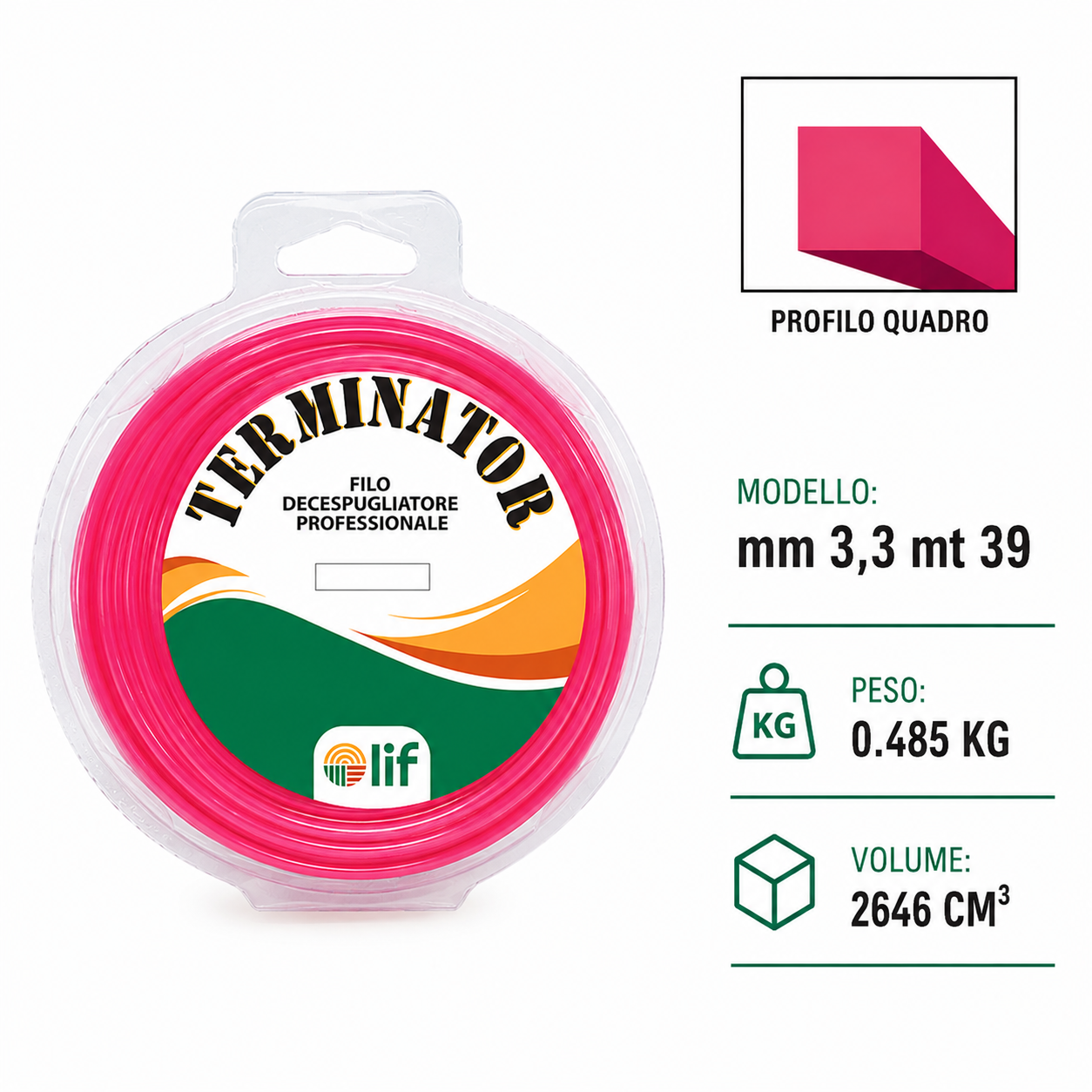 FILO DECESPUGLIATORE LIF TERMINATOR TONDO E QUADRO – Nylon Professionale (Varie Misure)
