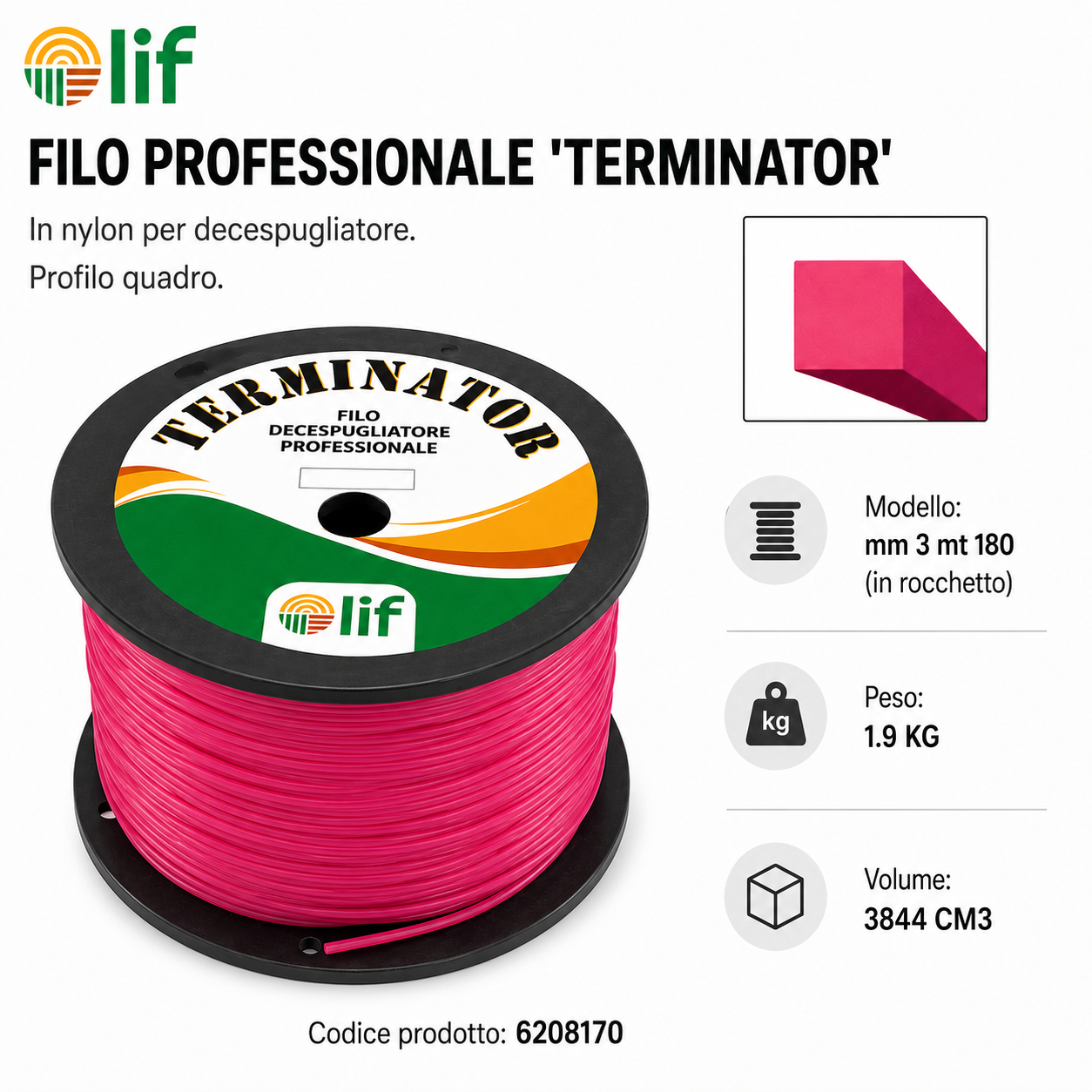 FILO DECESPUGLIATORE LIF TERMINATOR TONDO E QUADRO – Nylon Professionale (Varie Misure)