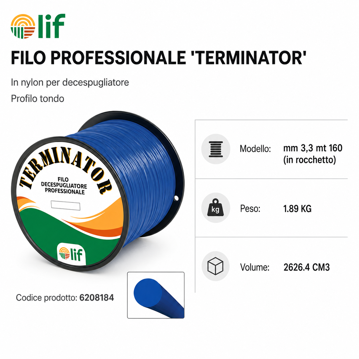 FILO DECESPUGLIATORE LIF TERMINATOR TONDO E QUADRO – Nylon Professionale (Varie Misure)