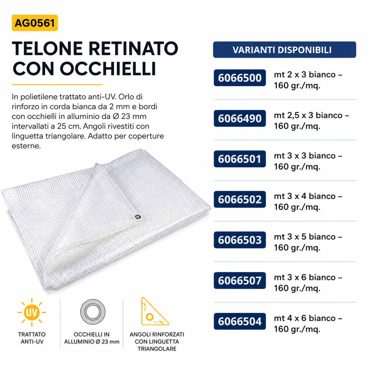 TELO RETINATO PER COPERTURA ANTI-UV