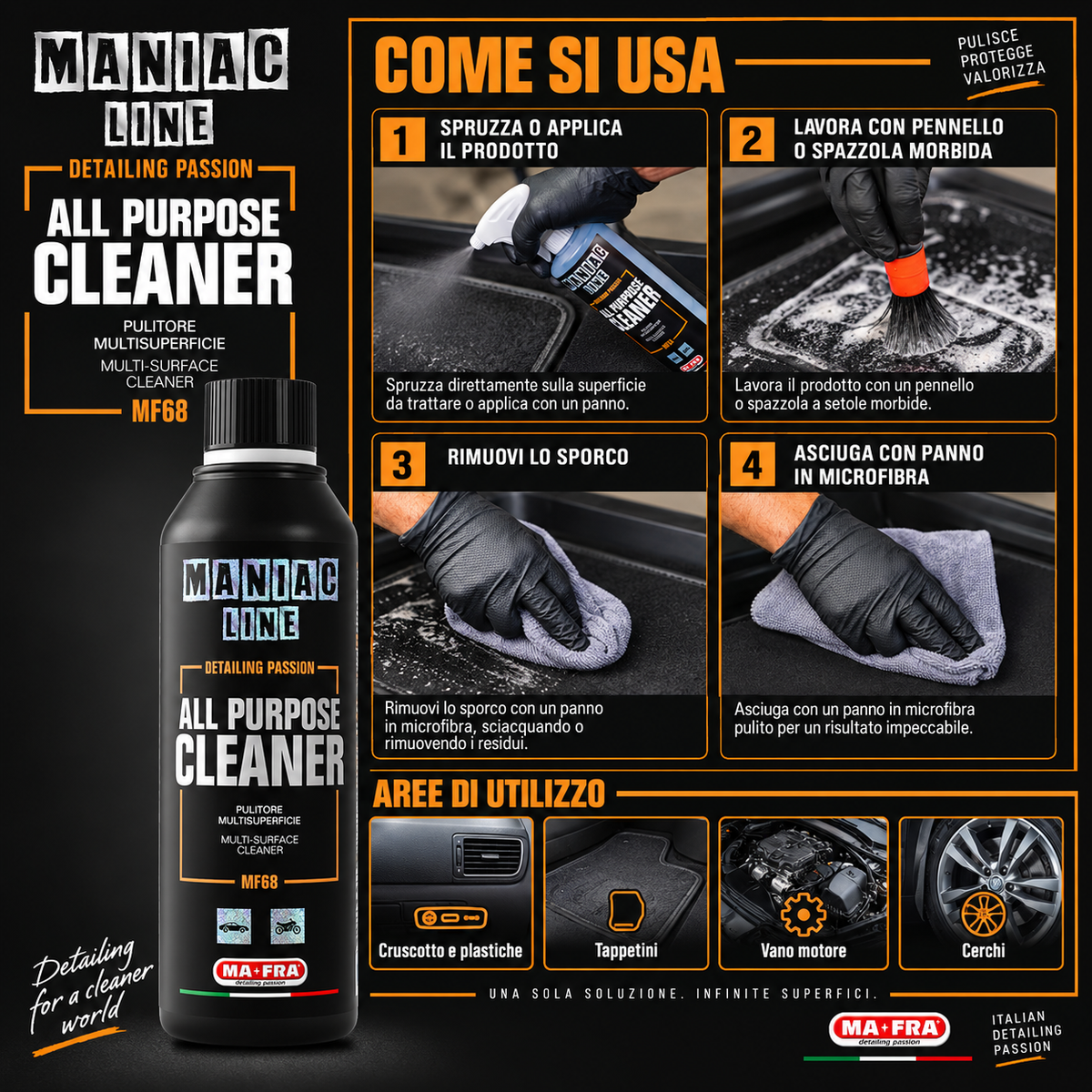 All Purpose Cleaner pulitore multisuperficie concentrato - MA-FRA Maniac Line