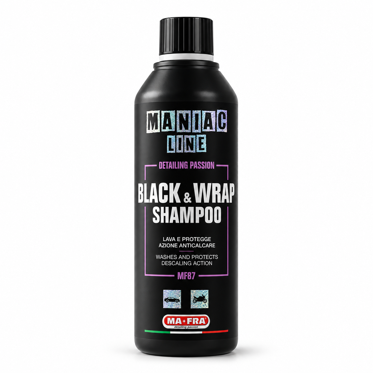 Black & Wrap Shampoo professionale 2 in 1 auto nere - MA-FRA Maniac Line