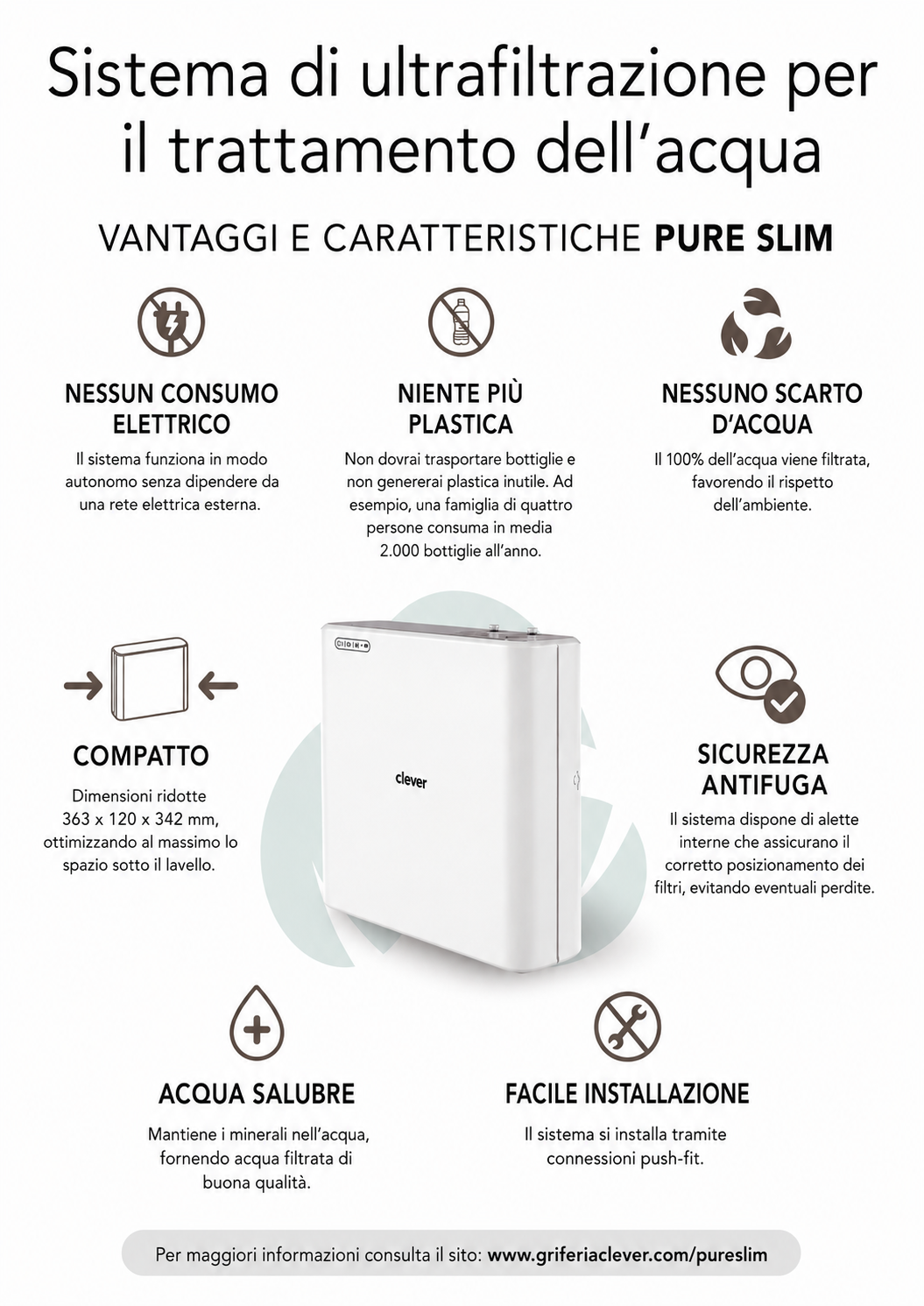 Clever Pure Slim - sistema di ultra-filtrazione acqua