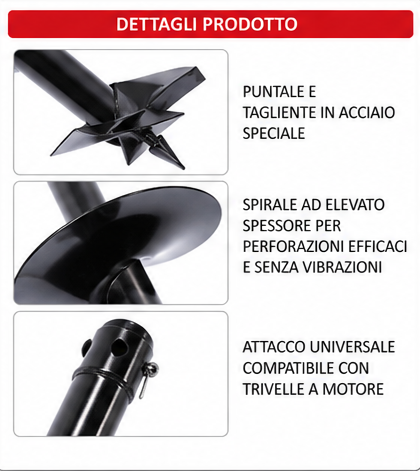 Punta elicoidale per trivella a motore - 3 varianti - LIF