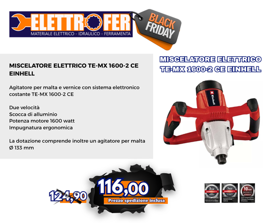 EINHELL Miscelatore elettrico TE-MX 1400-2  Black Friday