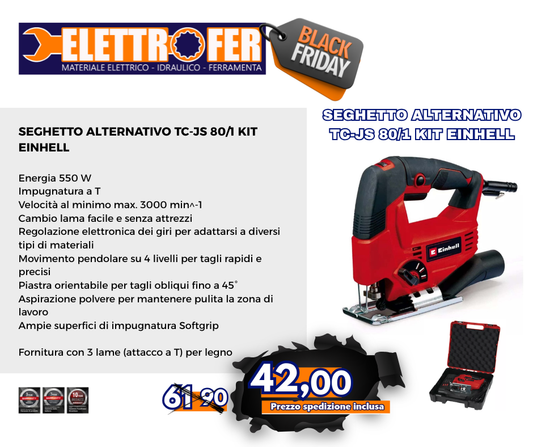 EINHELL Seghetto alternativo TC-JS 80/1 Kit Black Friday