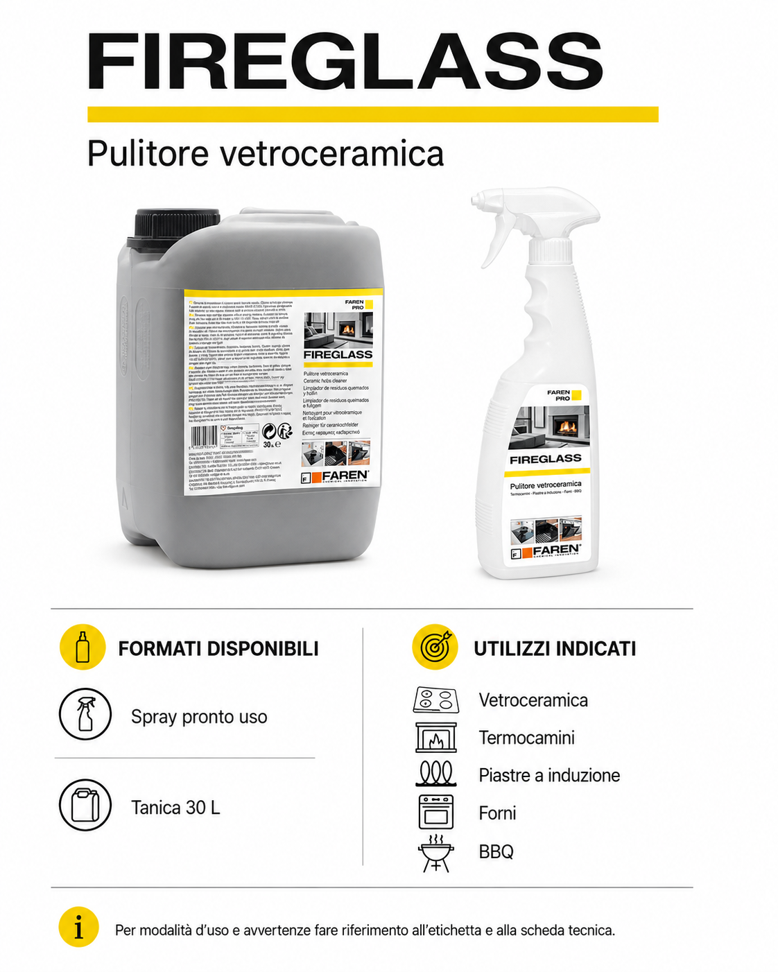 Faren Fireglass - pulitore vetroceramica, termocamini e BBQ
