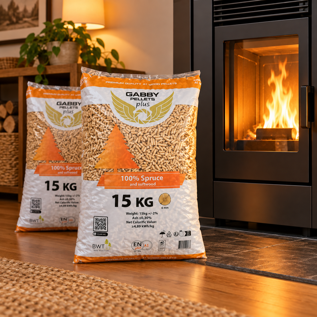 Pellet Gabby Plus 100% abete ENplus A1 - Sacco 15 kg
