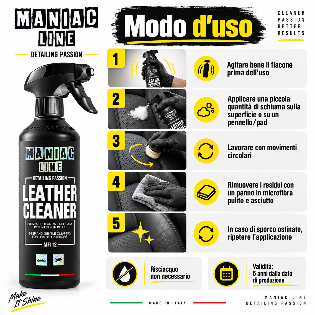 Leather Cleaner pulitore pelle auto - MA-FRA Maniac Line