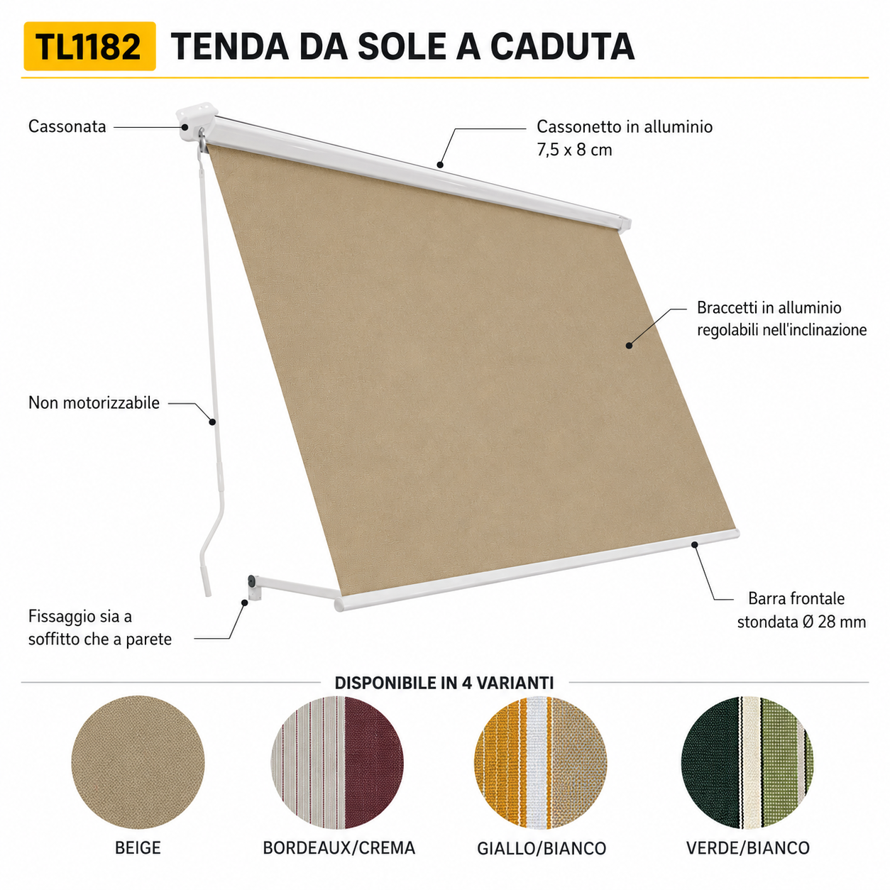 TENDA DA SOLE A CADUTA CASSONATA