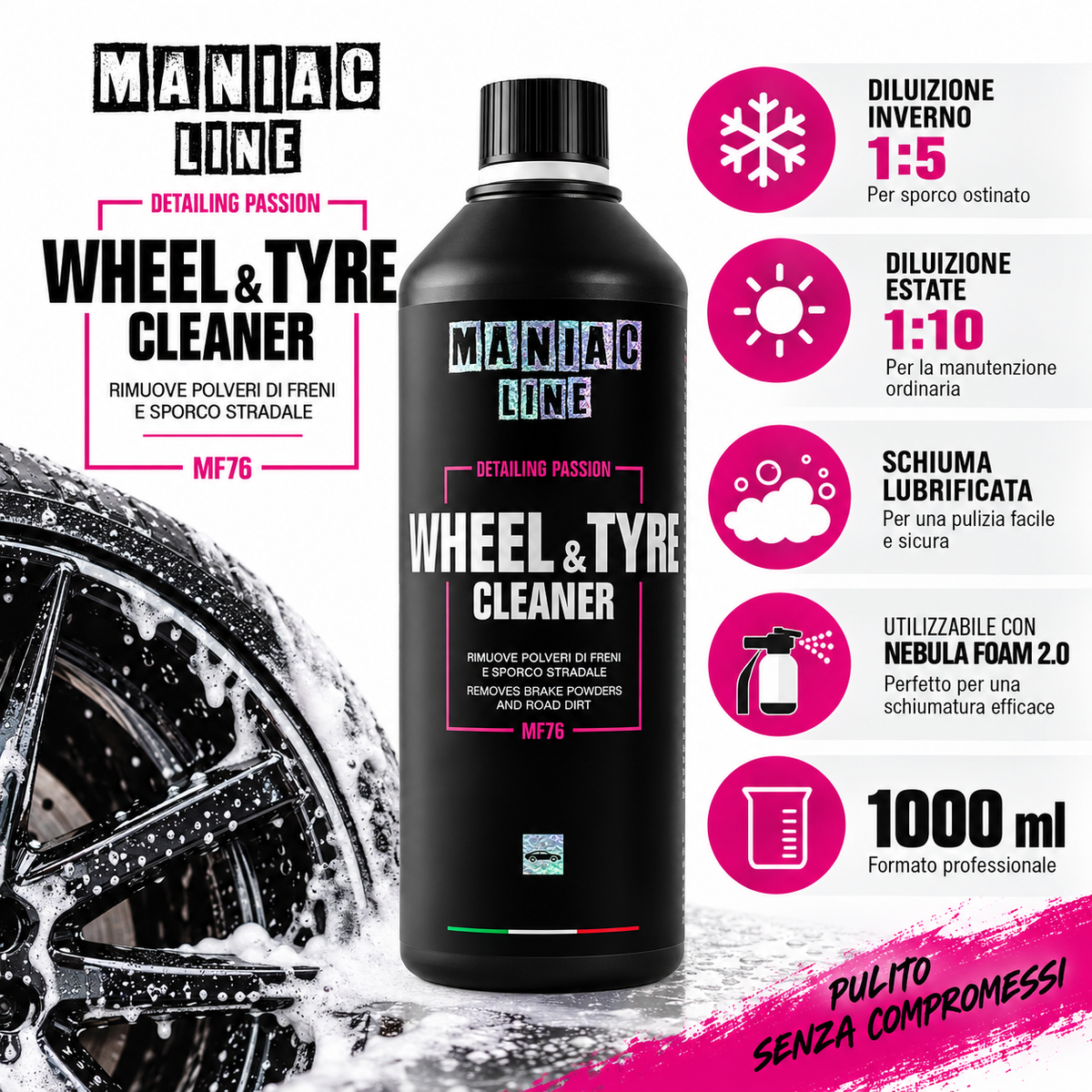 Wheel & Tyre Cleaner pulitore professionale ruote - MA-FRA Maniac Line