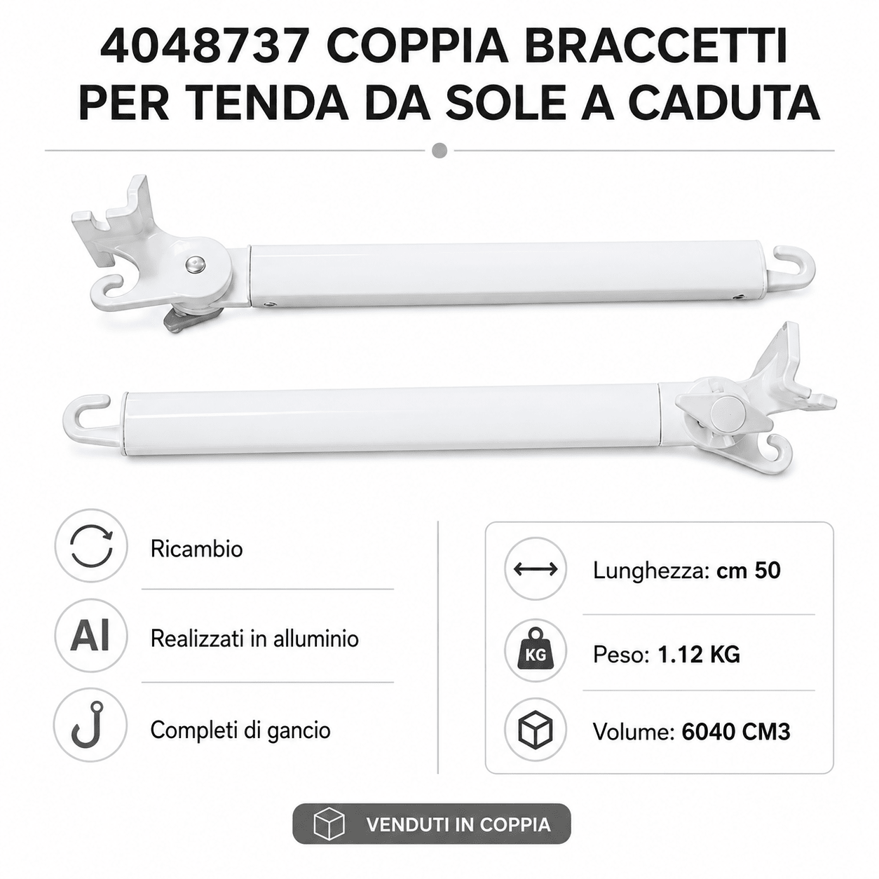 BRACCETTI PER TENDA A CADUTA- 50 cm - ELETTROFER