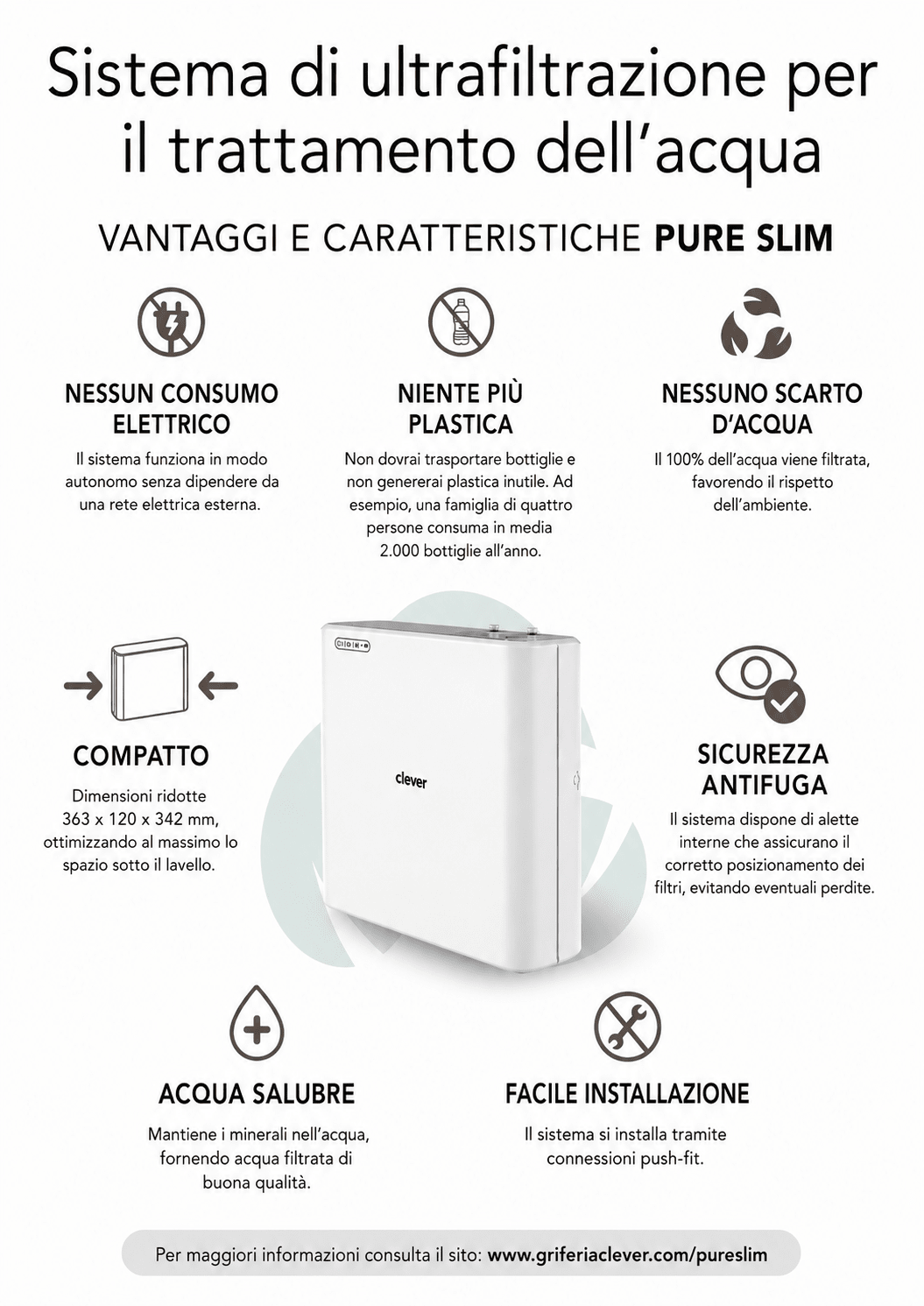 Clever Pure Slim - sistema di ultra-filtrazione acqua - ELETTROFER