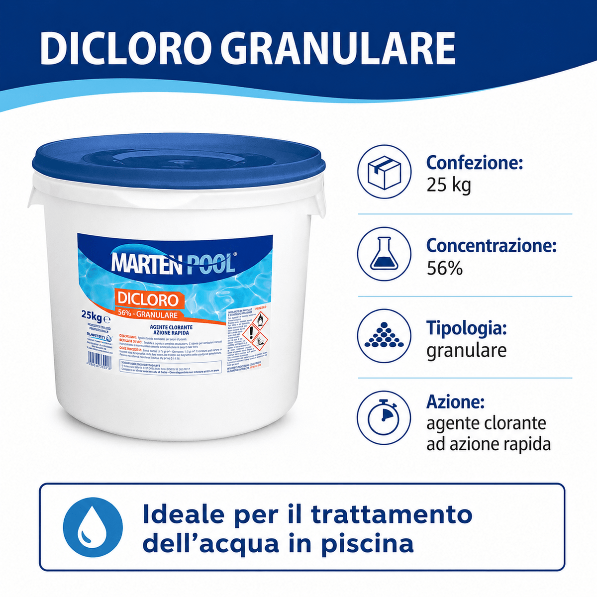 Cloro granulare Dicloro - Kg. 25 - ELETTROFER