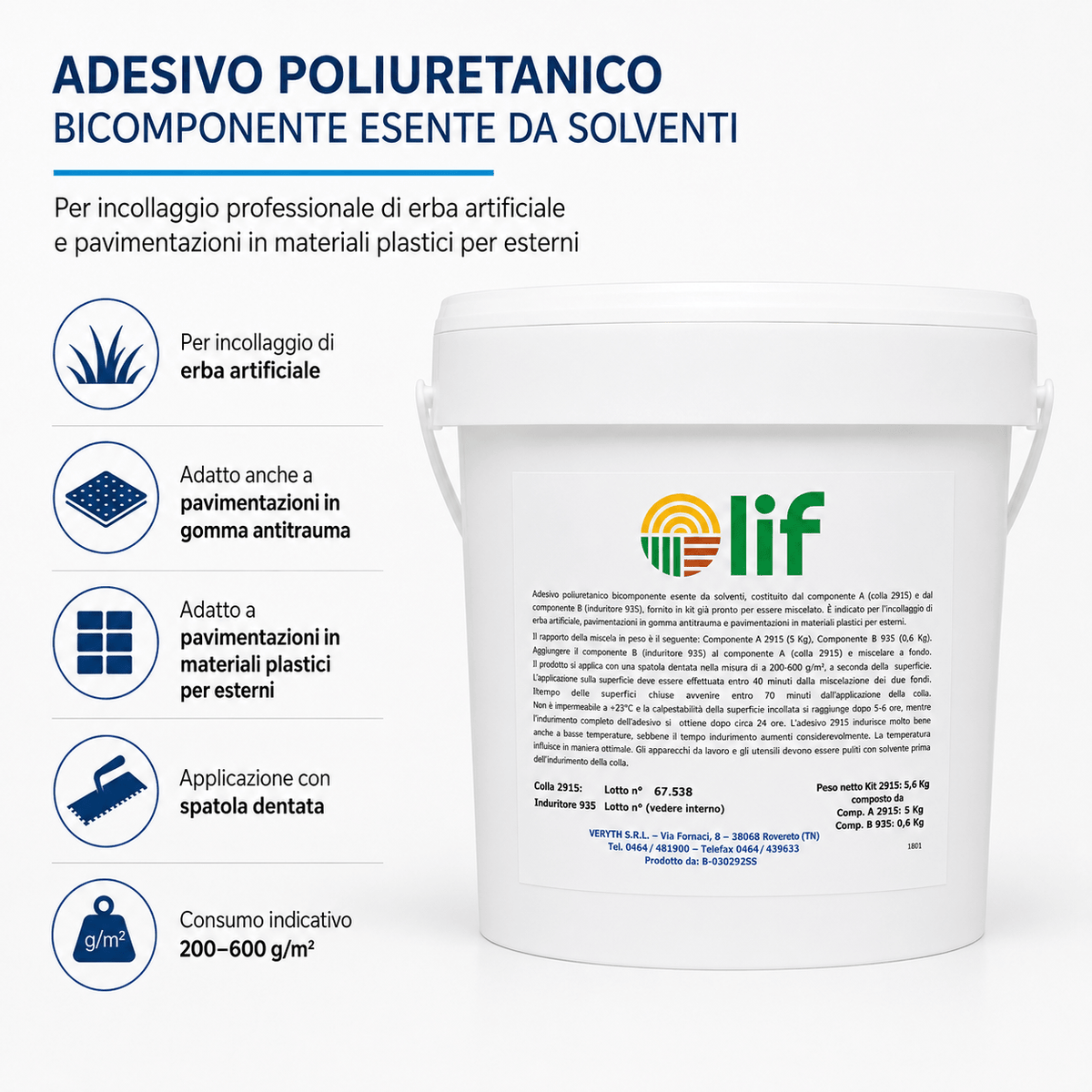 Collante per Prato Sintetico LIF – Adesivo Professionale - ELETTROFER