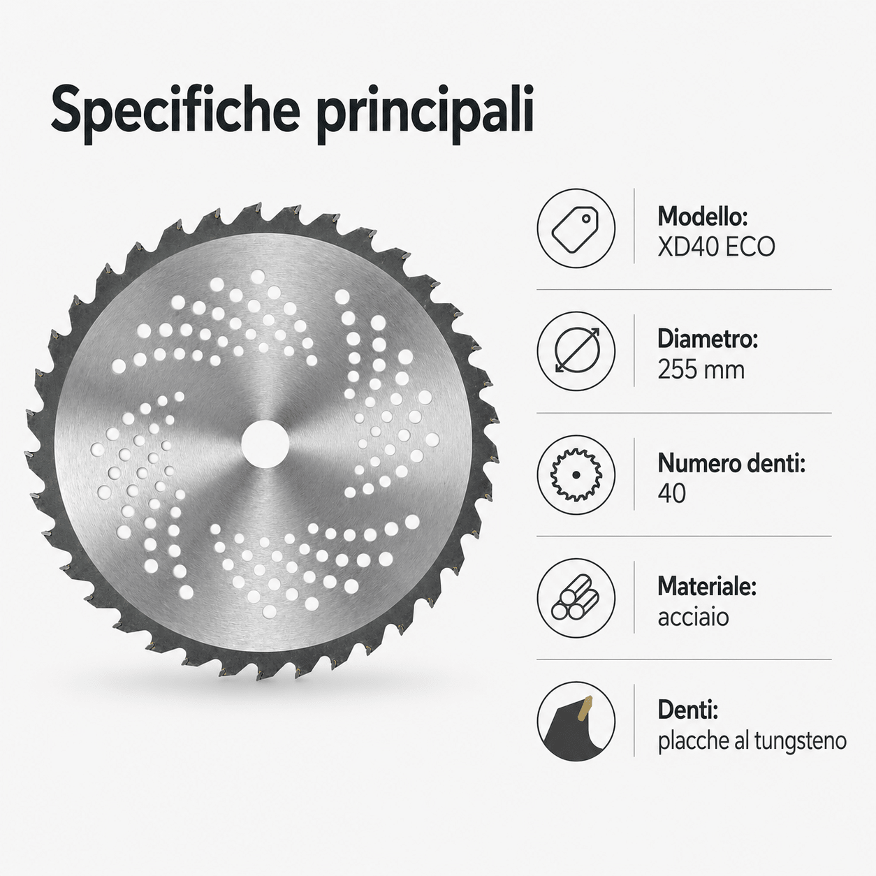 DISCHI PER DECESPUGLIATORE LIF XD – 255 mm con Denti al Tungsteno - ELETTROFER