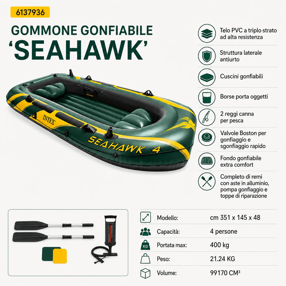Gommone gonfiabile Seahawk - INTEX - ELETTROFER