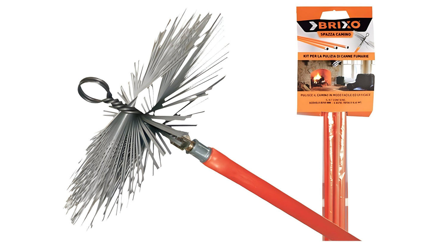 KIT SPAZZACAMINO PULISCI CAMINO BRIXO CON ASTE + SCOVOLO MM. 250 - ELETTROFER