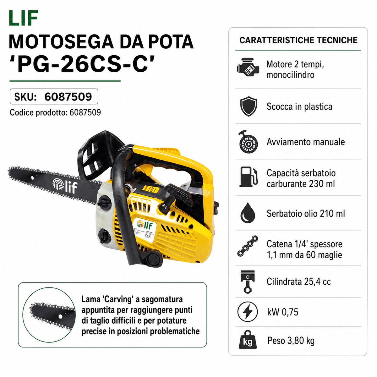 Motosega da pota PG-26CS-C - LIF - ELETTROFER