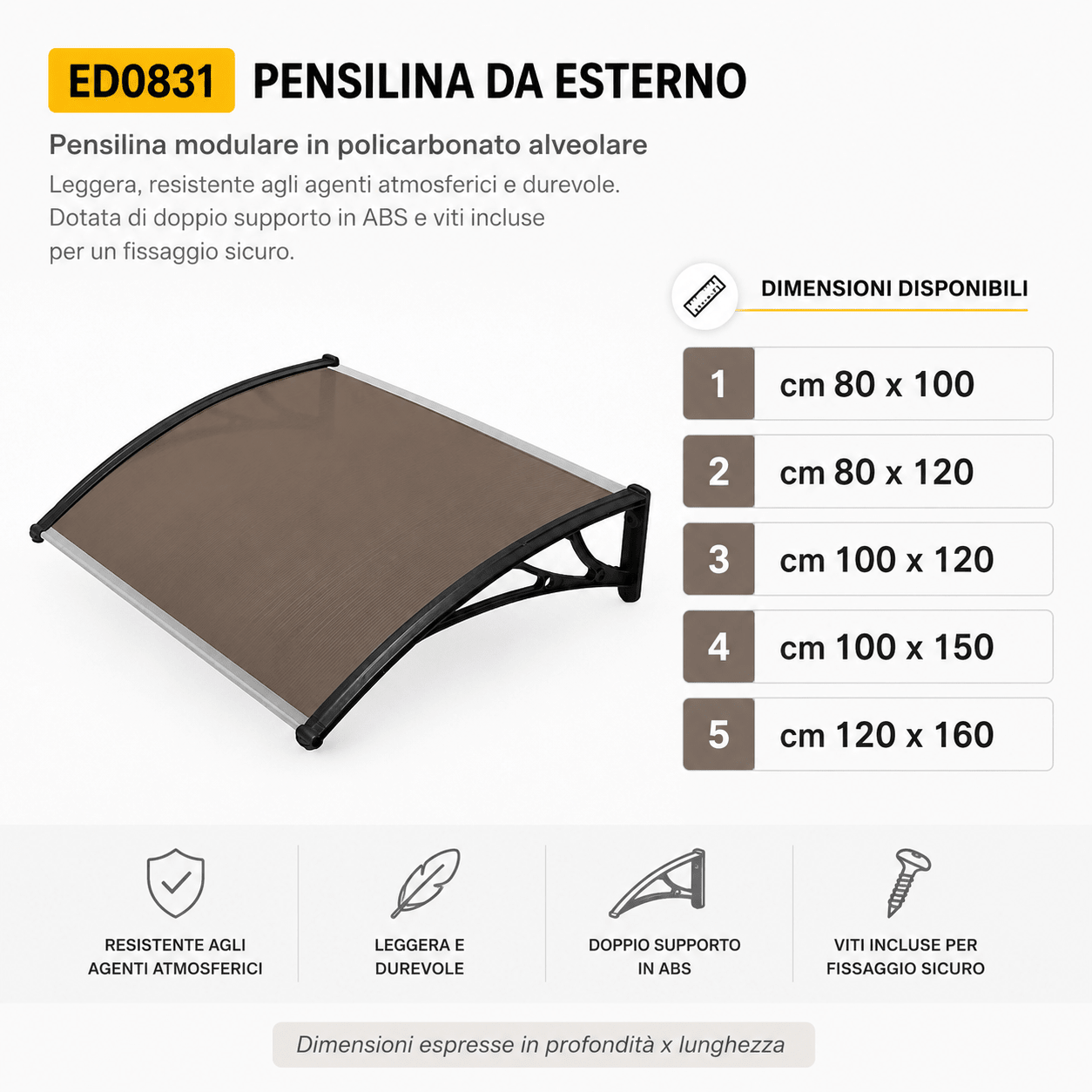 PENSILINA DA ESTERNO ALVEOLATA FUMÈ - SPESSORE 5,2 MM - ELETTROFER