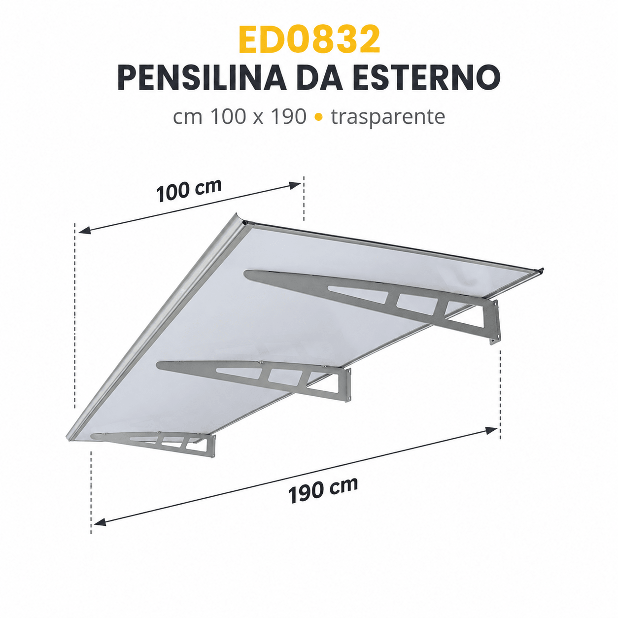 PENSILINA DA ESTERNO TRASPARENTE 100 X 190 CM - SPESSORE 2,7 MM - ELETTROFER