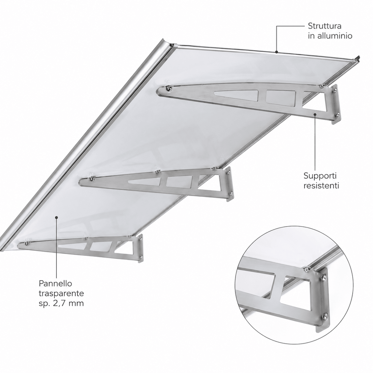PENSILINA DA ESTERNO TRASPARENTE 100 X 190 CM - SPESSORE 2,7 MM - ELETTROFER