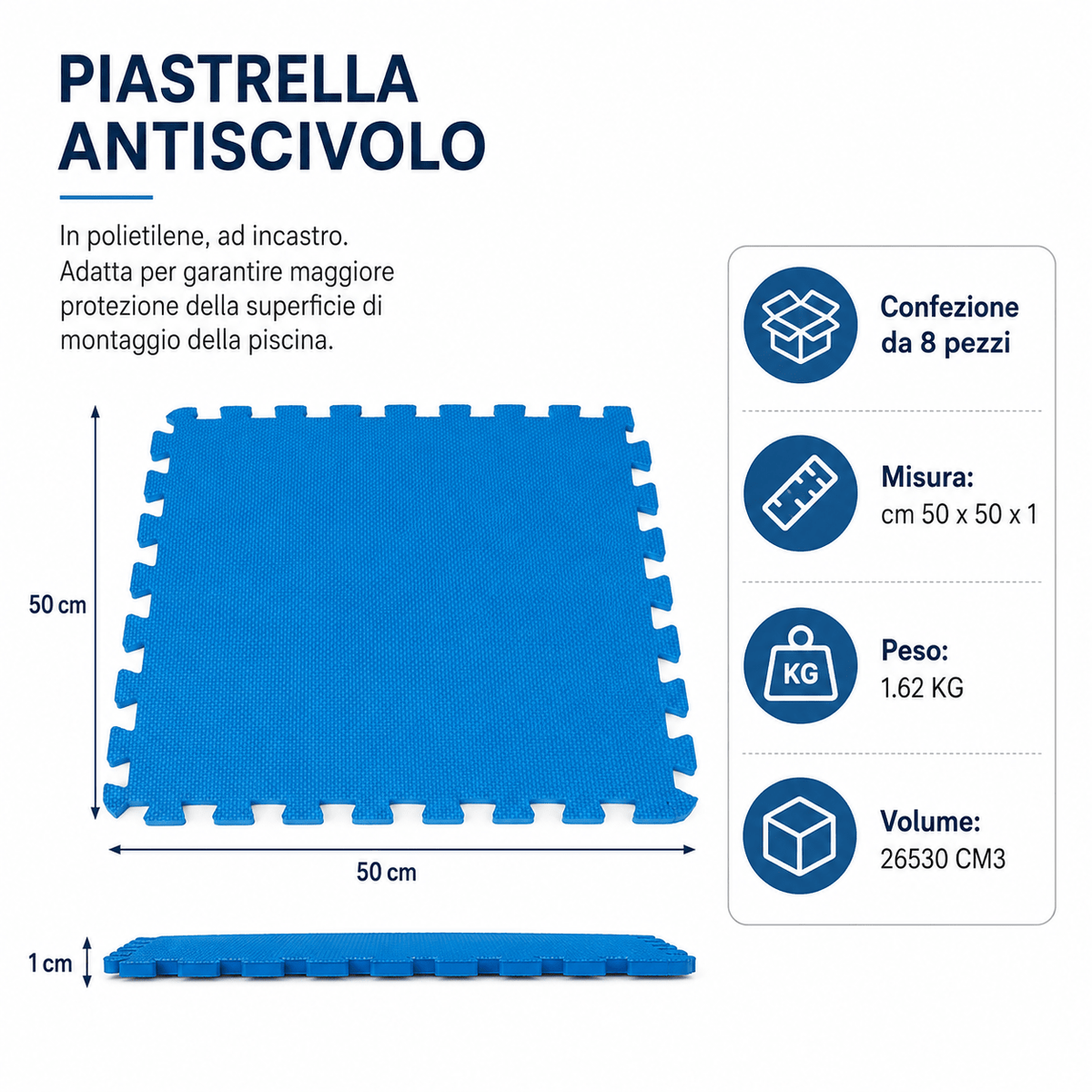 Piastrella antiscivolo - confezione 8 pezzi - ELETTROFER