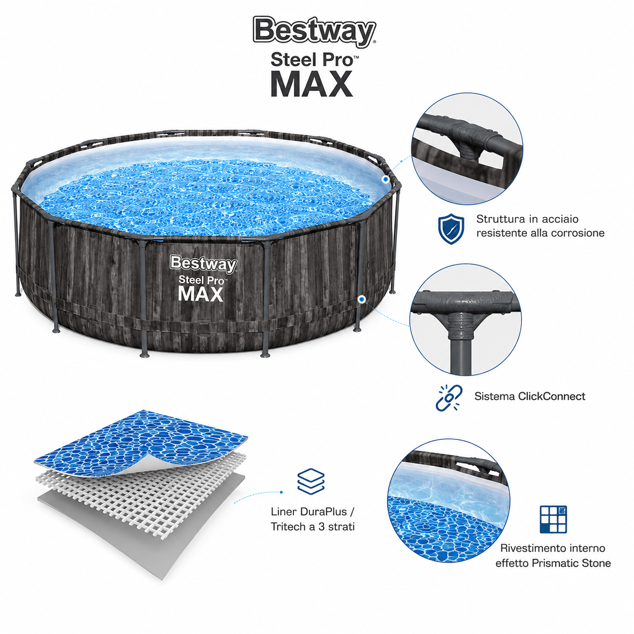 Piscina fuori terra Bestway Steel Pro Max 427 x 107 cm - ELETTROFER