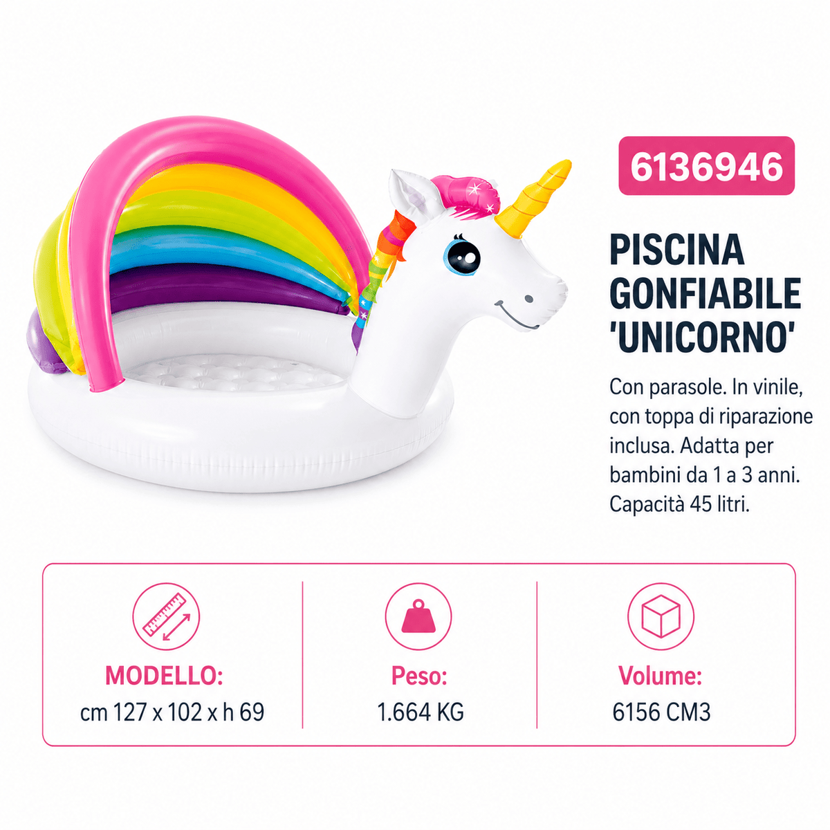 Piscina gonfiabile Unicorno - ELETTROFER