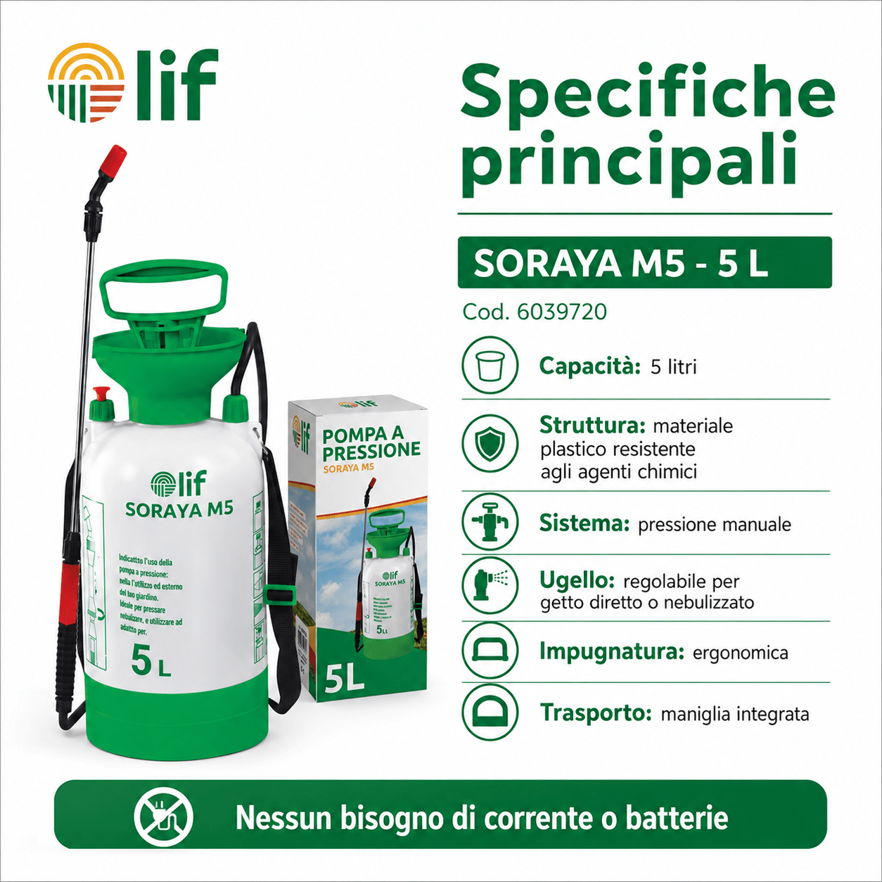 Pompa a pressione SORAYA LIF DA 5Lt. o 8Lt. - ELETTROFER