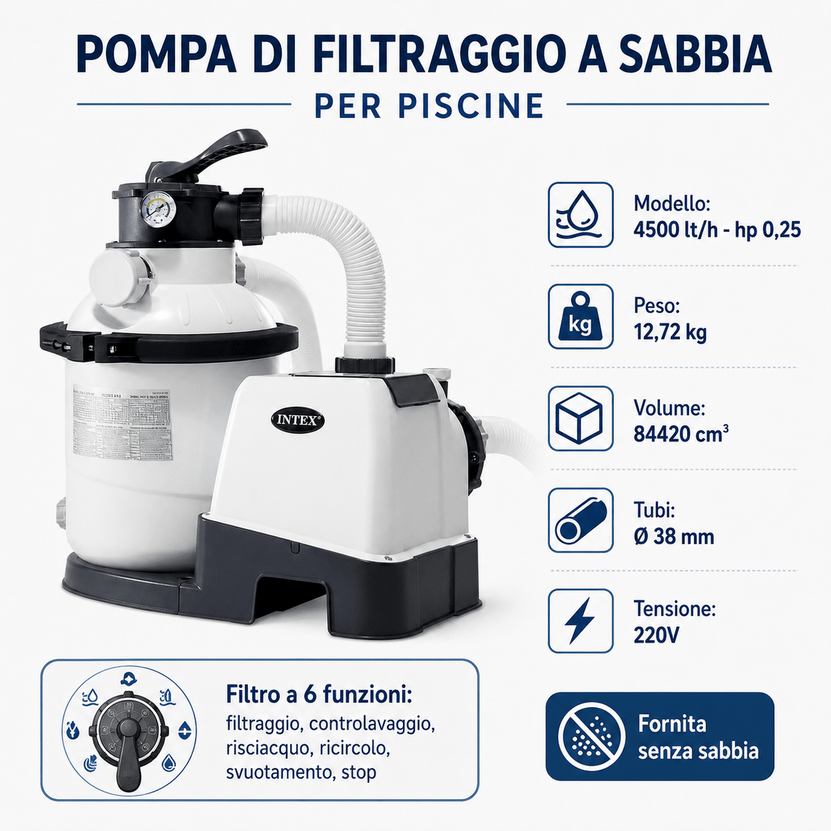 Pompa di filtraggio a sabbia per piscine - ELETTROFER