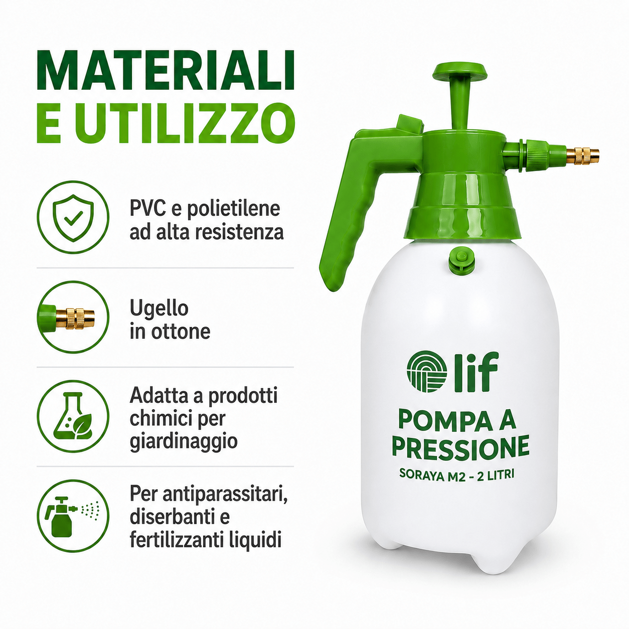 Pompa Irroratrice a Pressione 2L SORAYA LIF | Spruzzatore per Giardino e Diserbo - ELETTROFER