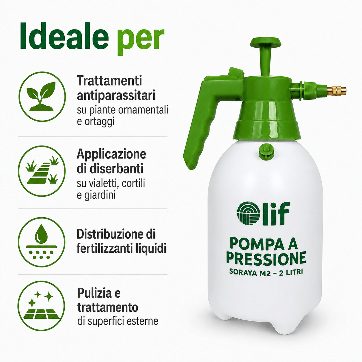 Pompa Irroratrice a Pressione 2L SORAYA LIF | Spruzzatore per Giardino e Diserbo - ELETTROFER