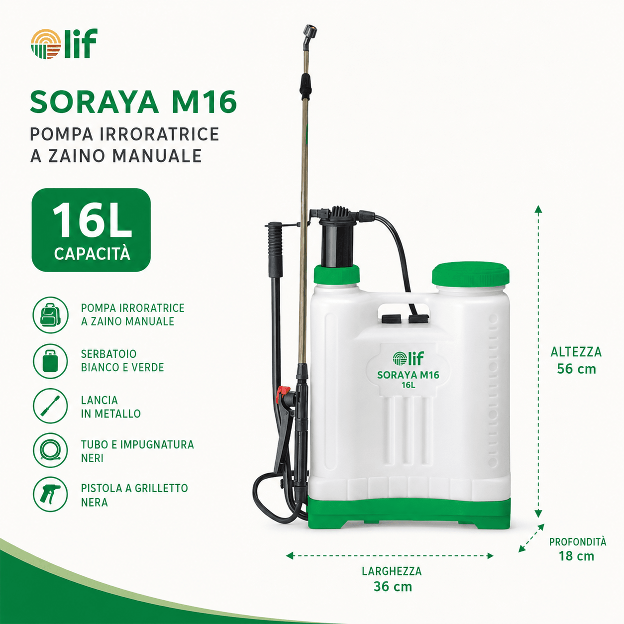 Pompa irroratrice a pressione SORAYA LIF 12L / 16L - ELETTROFER