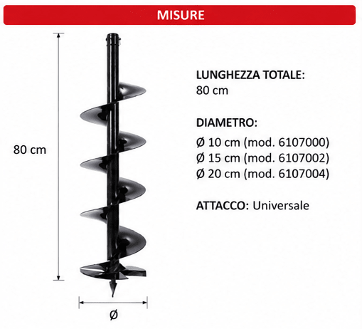 Punta elicoidale per trivella a motore - 3 varianti - LIF - ELETTROFER
