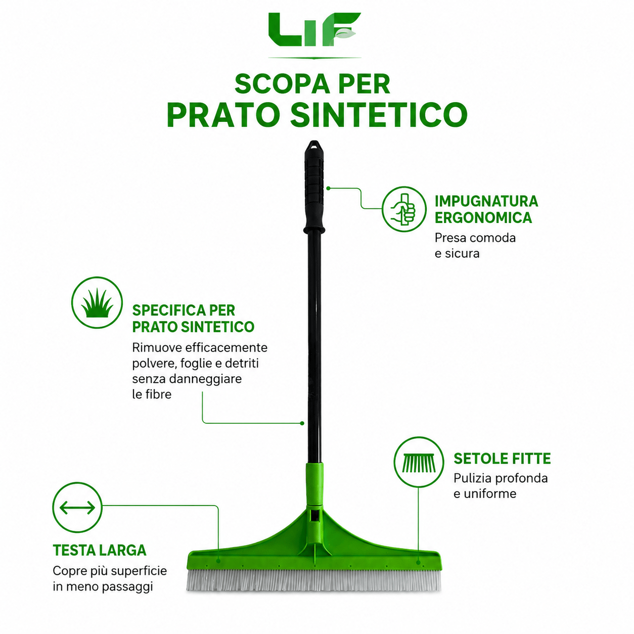 Scopa a Pettine per Prato Sintetico LIF - ELETTROFER