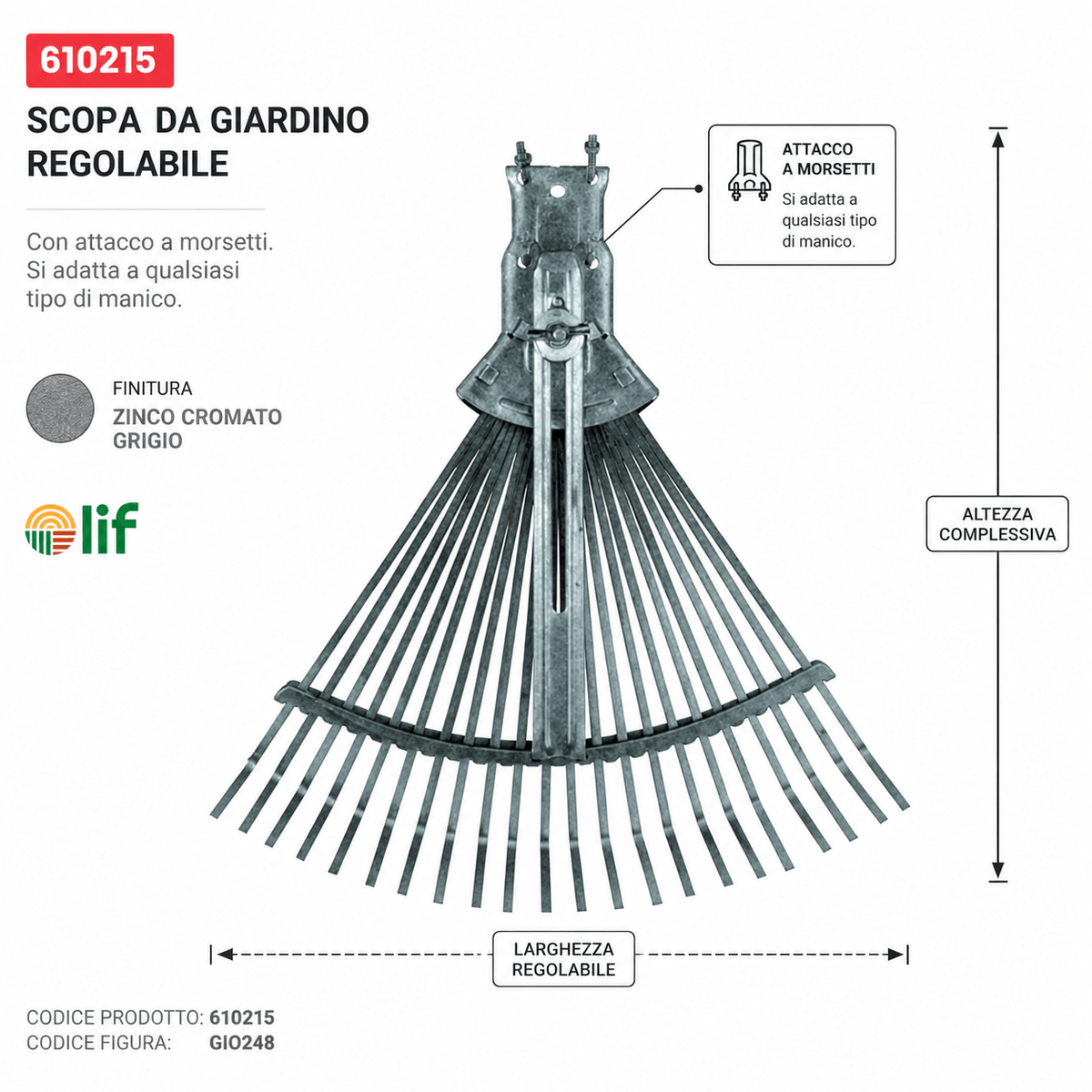 Scopa Metallica LIF - Aggancio Conico o a Morsetto - ELETTROFER