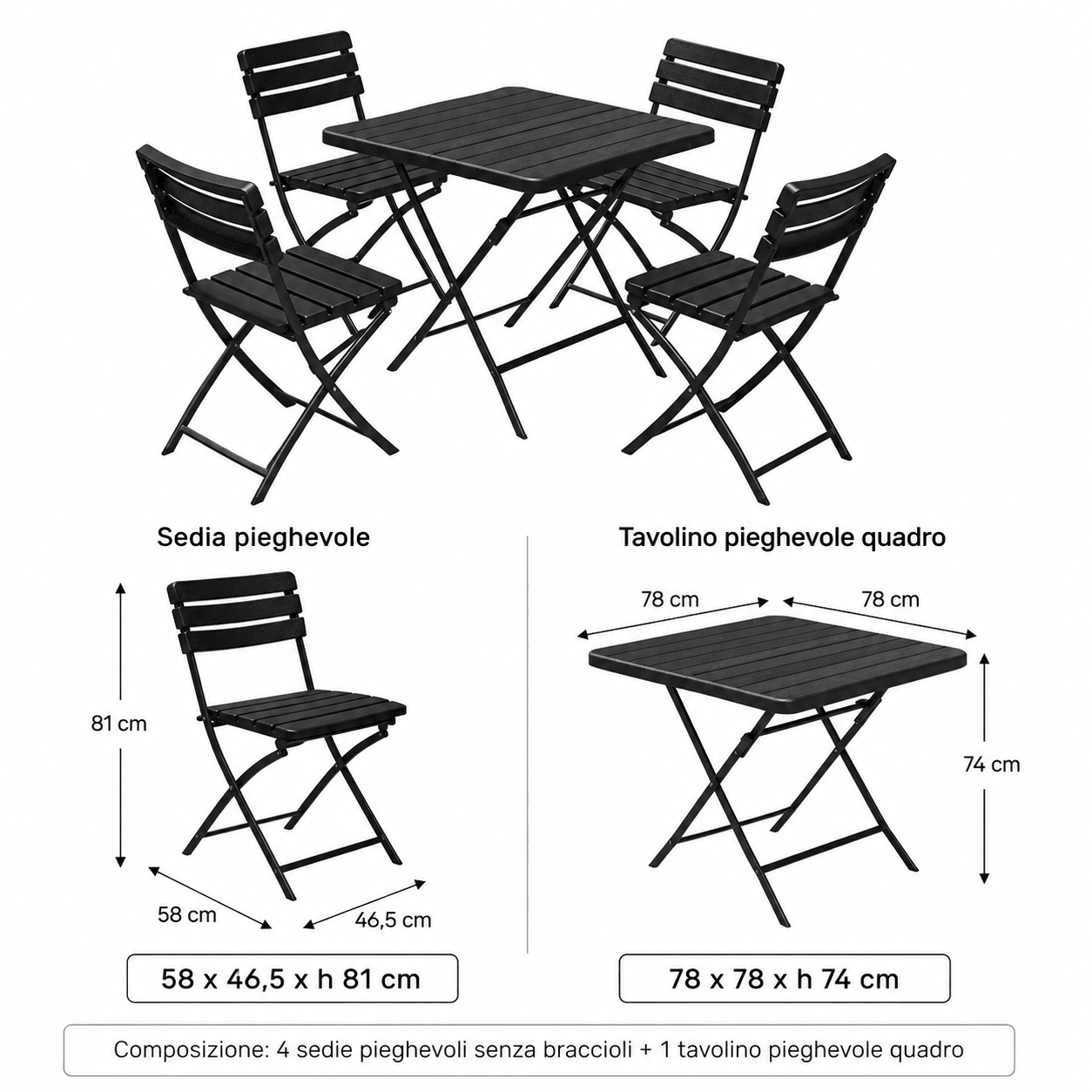 Set Tavolino e sedie da giardino - ELETTROFER