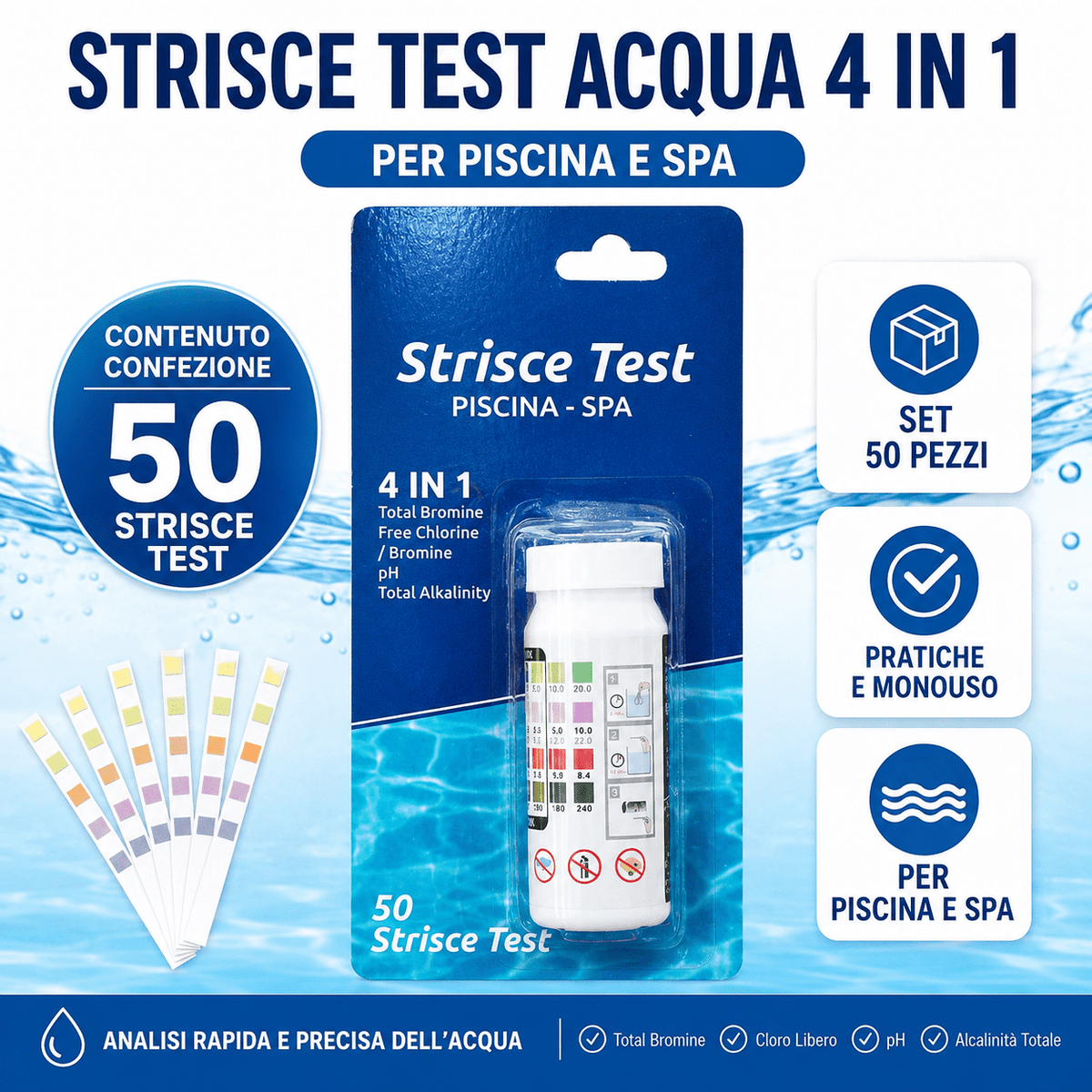 STRISCE TEST ACQUA 4 IN 1 - ELETTROFER